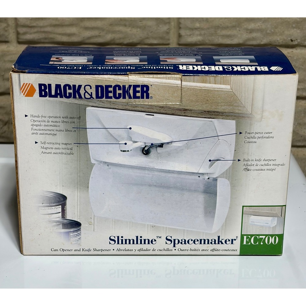 Black & Decker Slimline Spacemaker EC700 Can Opener Knife Sharpener White NIB